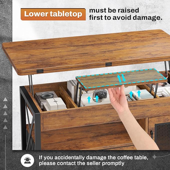 Itaar 40" Lift Top Coffee Table, 4 in 1 Coffee Tables - Image 6