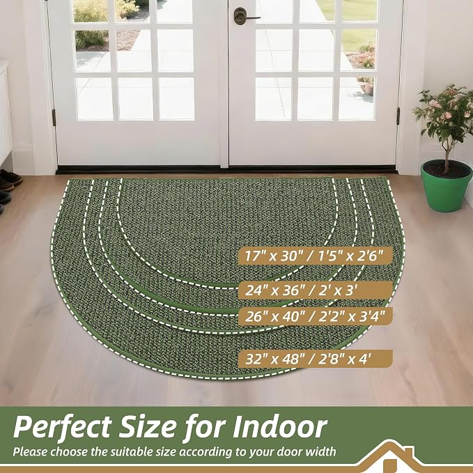 BEQHAUSE Dirt Trapper Door Mat 26" x 40" Half Circle Non Slip Rugs, Absorbent - Image 2