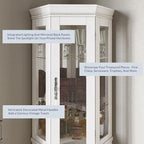 BELLEZE Lighted 3-Side Glass Display Curio Cabinet w/Tempered Glass Doors & - Image 4