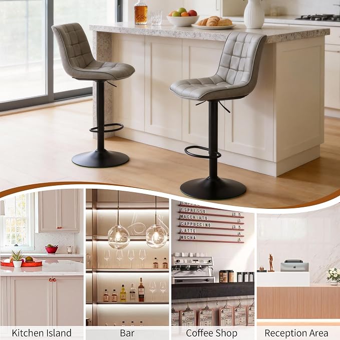 FIRAVOE Swivel Bar Stools Set of 3, Modern Adjustable Bar Stools - Image 6