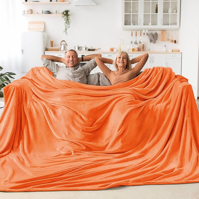 BEDELITE Fleece Blanket Soft Fall Oversized Bed Blanket Orange 120"x120" | by BEDELITE