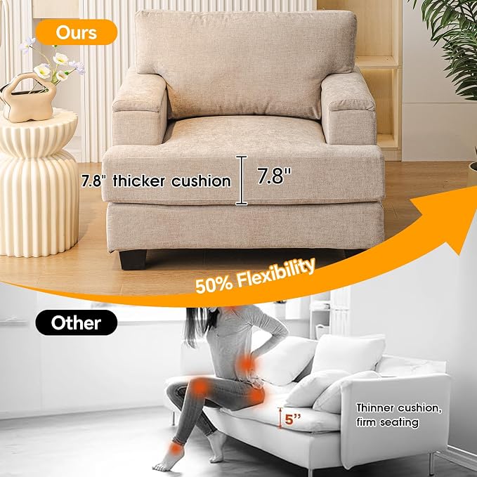 Rexulqo Oversized Accent Chair Set of 2, Upholstered Armchair - Image 6