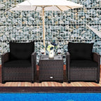 COSTWAY 3PCS Patio Furniture Set, PE Rattan Wicker Sofa w/Washable Cushion and - Image 3