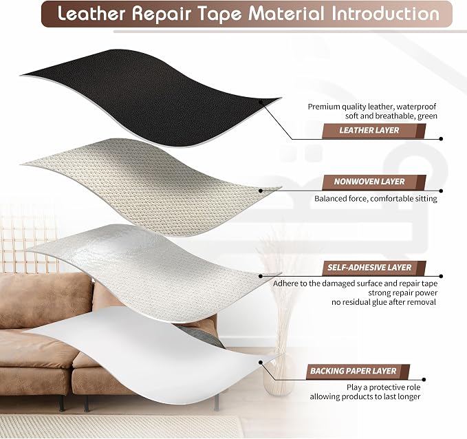 KING MOUNTAIN Leather Repair Patch, 16 x 60 Inches Self-Adhesive Repair Tape - Image 3