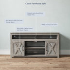 BELLEZE Modern 58 Inch Barn Door Wood TV Stand & Media Entertainment Center - Image 5
