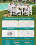 SERWALL Patio Dining Sets for 6 Person, HDPE Dining Set - Image 6