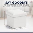Ornavo Home Small Storage Ottoman Foldable Collapsible Cube Square Linen - Image 2