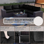 Kullavik Outdoor Patio Furniture Set 6 Pieces Sectional Rattan Sofa Set Brown - Image 3