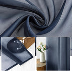 MIULEE 2 Panels Navy Blue Sheer Curtains 96 inches Long 54 X 96 Inches | Window - Image 3