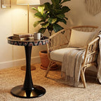 Gesodant Boho Chic Round Side Table, Stable Hourglass Pedestal Base, Unique - Image 8