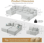 133" Sectional Couches for Living Room Cloud Couch Sofa - Image 2
