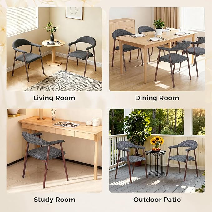 DUMOS Dining Chairs Set of 2, Linen Fabric Upholstered Kitchen Side Chairs - Image 6