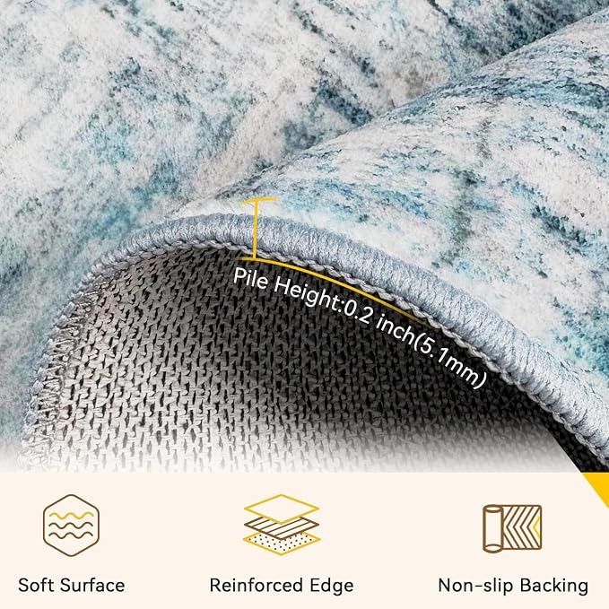 RELEANY Washable 5'x7' Abstract Area Rug - Image 4