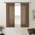 Dutch Cocoa Pinch Pleated Linen Semi Sheer Curtains 45 Inch Length 2 Panels | by Twodrapes