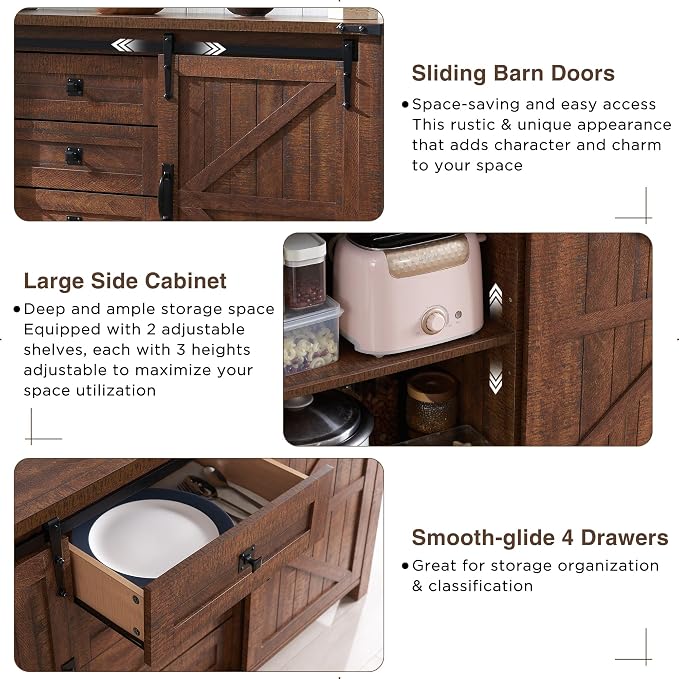 T4TREAM Farmhouse Sideboard Buffet Cabinet - Image 6