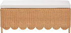 Bali & pari Teresa Bohemian Light Honey Scalloped Rattan Ottoman Bench - Image 4