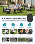 SERWALL HDPE Patio Conversation Set, 6-piece Sectional Outdoor Furniture Set - Image 3
