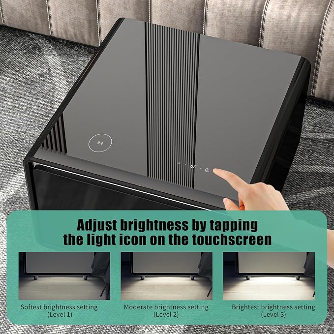 LUMISOL Smart Side Table with Built-in Fridge, Wireless Charging, Temperature - Image 2