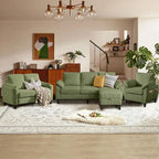 4 Piece Modern Corduroy Sofa Set, L-Shaped Sectional Couch by Firmacielu-CorduroyComfortableLivingRoomSofasforModernHome
