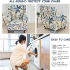 HAOYONG Wing Chair Slipcovers Stretch Wingback Chair Covers Printed 2 Pieces - Image 5