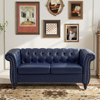 Mid-Century 2 Seater Sofa, Faux Leather Loveseat - Image 3