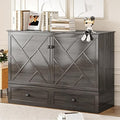 Mjkone Murphy Cabinet Bed Queen Size, Solid Wood Mobile Wall Beds Chest by Mjkone