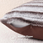decorUhome Fall Faux Fur Throw Pillow Covers 18x18 Set of 2 Brown White | - Image 8