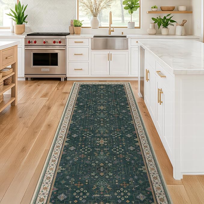 Dark Green Kitchen Rug 10 ft Long - Image 3