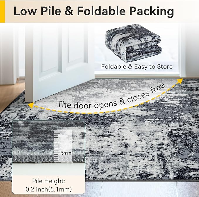 RELEANY Washable 9'x12' Abstract Area Rug - Image 5