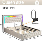 Modern Multi-Color LED Light Queen Bed Frame - Image 2