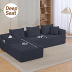 105'' Modular L-Shaped Boneless Sectional, Corduroy Deep Seat Cloud Sectional - Image 5