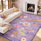 RELEANY Floral Washable 8x10 Area Rugs Purple/Pink | Flower Carpet Print Boho - Image 9