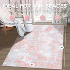 Aelenmu 5x7 Area Rugs for Living Room Bedroom Dining Room Washable Pink | Soft - Image 2