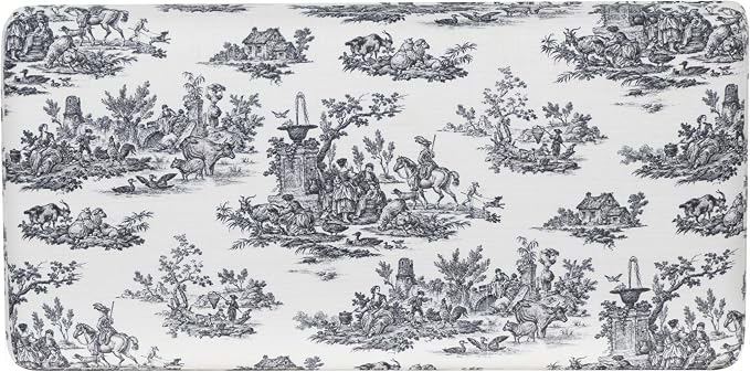 Linon Stephanie Black and White Toile Fully Upholstered Bench - Image 14