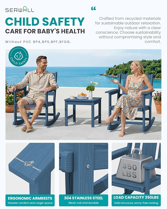 SERWALL Outdoor Rocking Chairs Set of 2 - Image 5