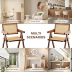 Furlide Rattan Accent Chairs, Modern Mid Century Dining Chairs Set of 2 - Image 9