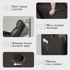 Lexicon Manual Recliner Chair, Faux Leather Reclining Chair, Wall Hugger - Image 3