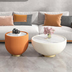 Henf Marble Round Side Table, 19.7" Fluted End Table - Image 3