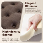 30-Inch Round Storage Ottoman, Button Tufted Ottoman Coffee Table - Image 3