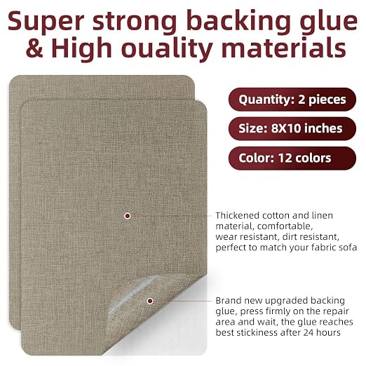 Self-Adhesive Fabric Repair Patches, Large Size 8X11 inch Linen Furniture - Image 2