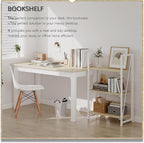 4NM No Assembly Folding Bookshelf Storage Shelves 3 Tiers Vintage Bookcase - Image 3
