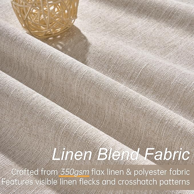 Topfinel 54 Inch Long Linen Blackout Tiers Curtains - Image 2