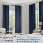 Dark Blue Linen 100% Blackout 120 Inch Curtains - Image 2
