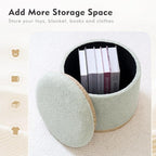 PINPLUS Round Ottoman with Storage Set of 2, Storage Ottoman with Tray - Image 7