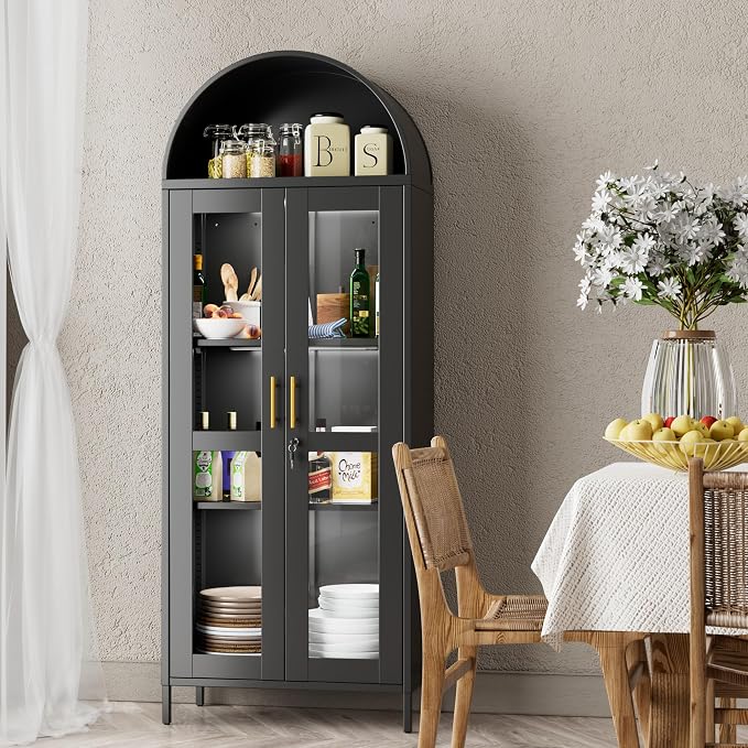 72.83'' Tall Metal Arched Bookcase by JAORD