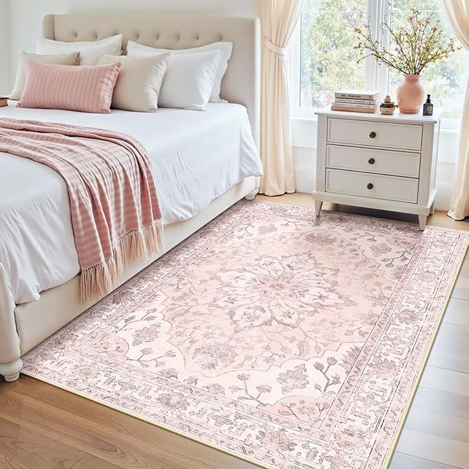 RELEANY Washable Area Rug, Water Repellent, Pet Friendly, Vintage Floral Boho - Image 2