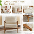 VINGLI Solid Wood Wide Armrests Accent Chair Set of 2, Upholstered Mid Century - Image 5