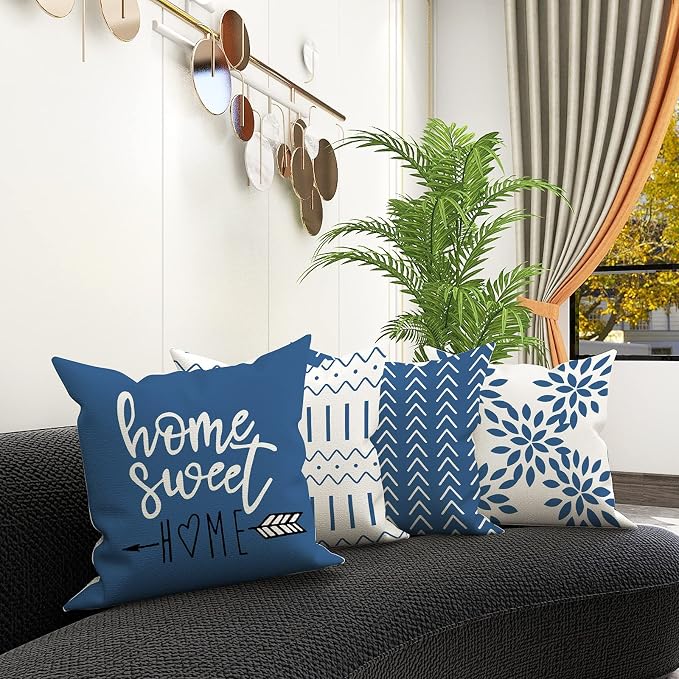 YCOLL Pillow Covers 16x16 Set of 4, Modern Sofa Throw Pillow Cover, Decorative - Image 6