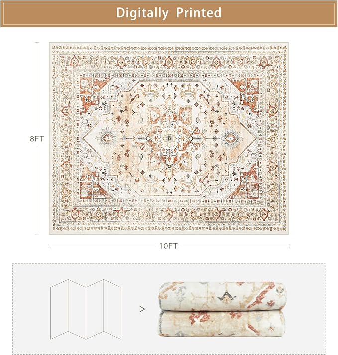 Orange Red 8x10 Washable Area Rugs - Image 2