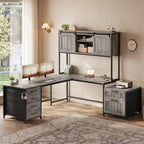 SEDETA Farmhouse L Shaped Office Desk - Image 9